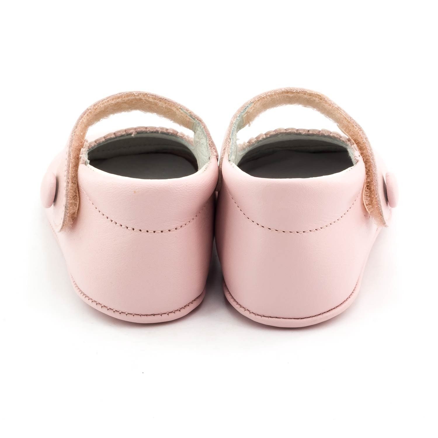 Pram shoes and toddler slippers - Boni Thérèse - Pink Leather Girls Single Bar Pre-walkers - 