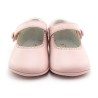 Pram shoes and toddler slippers - Boni Thérèse - Pink Leather Girls Single Bar Pre-walkers - 