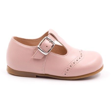 Boni César - Leather Buckle First Walking Shoes - pink