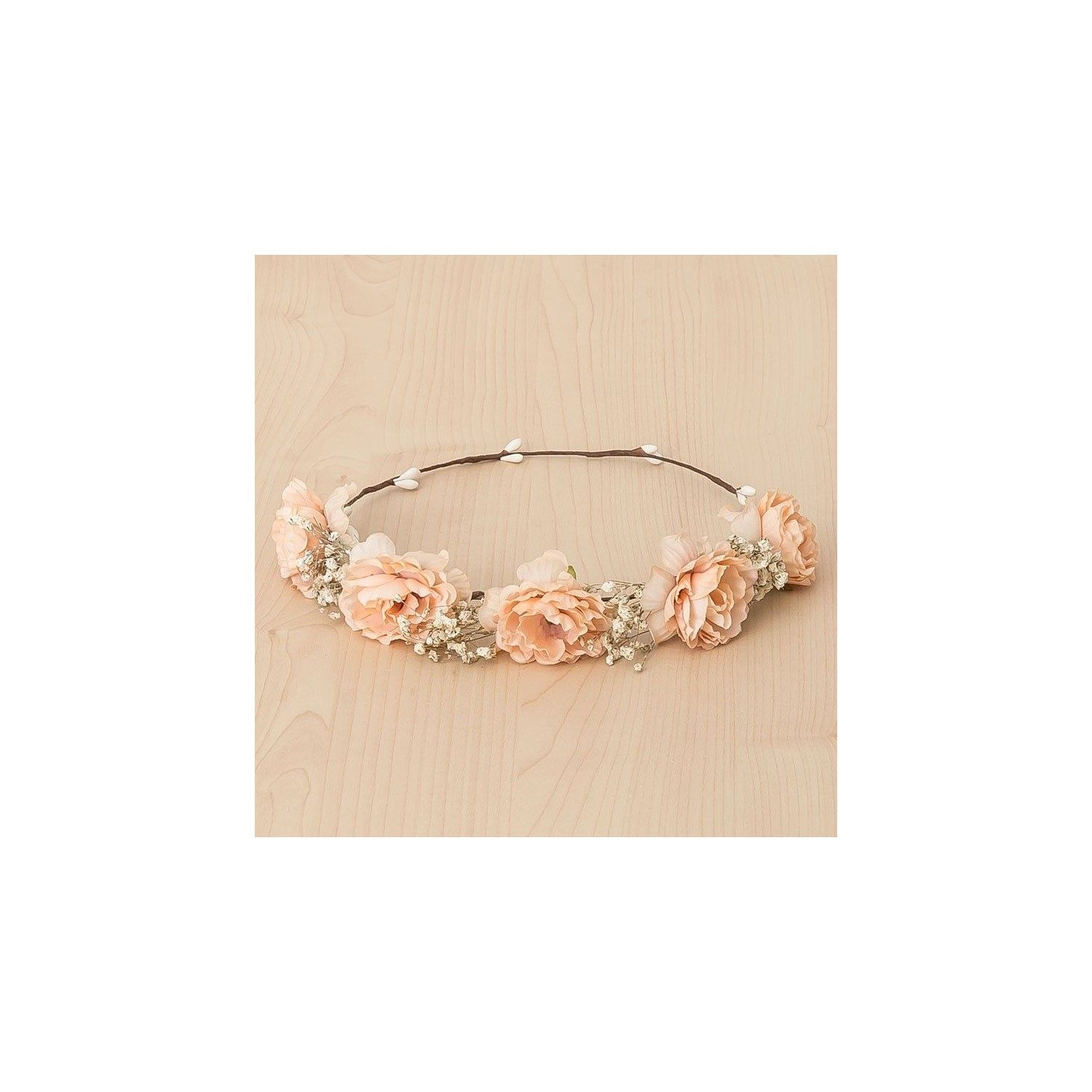 Couronne de fleurs - 5 Roses - saumon