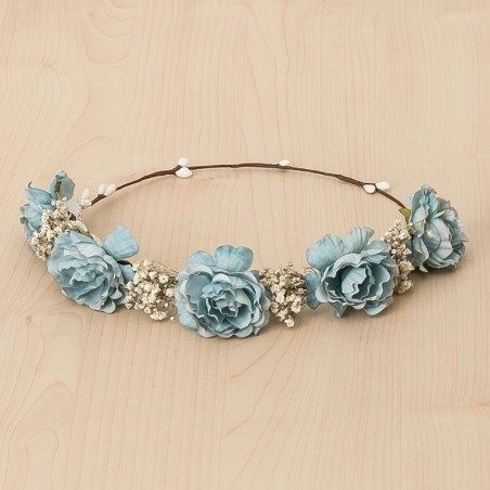 Couronne de fleurs - 5 Roses - bleu